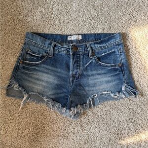 Free People Distressed Blue Jean Shorts